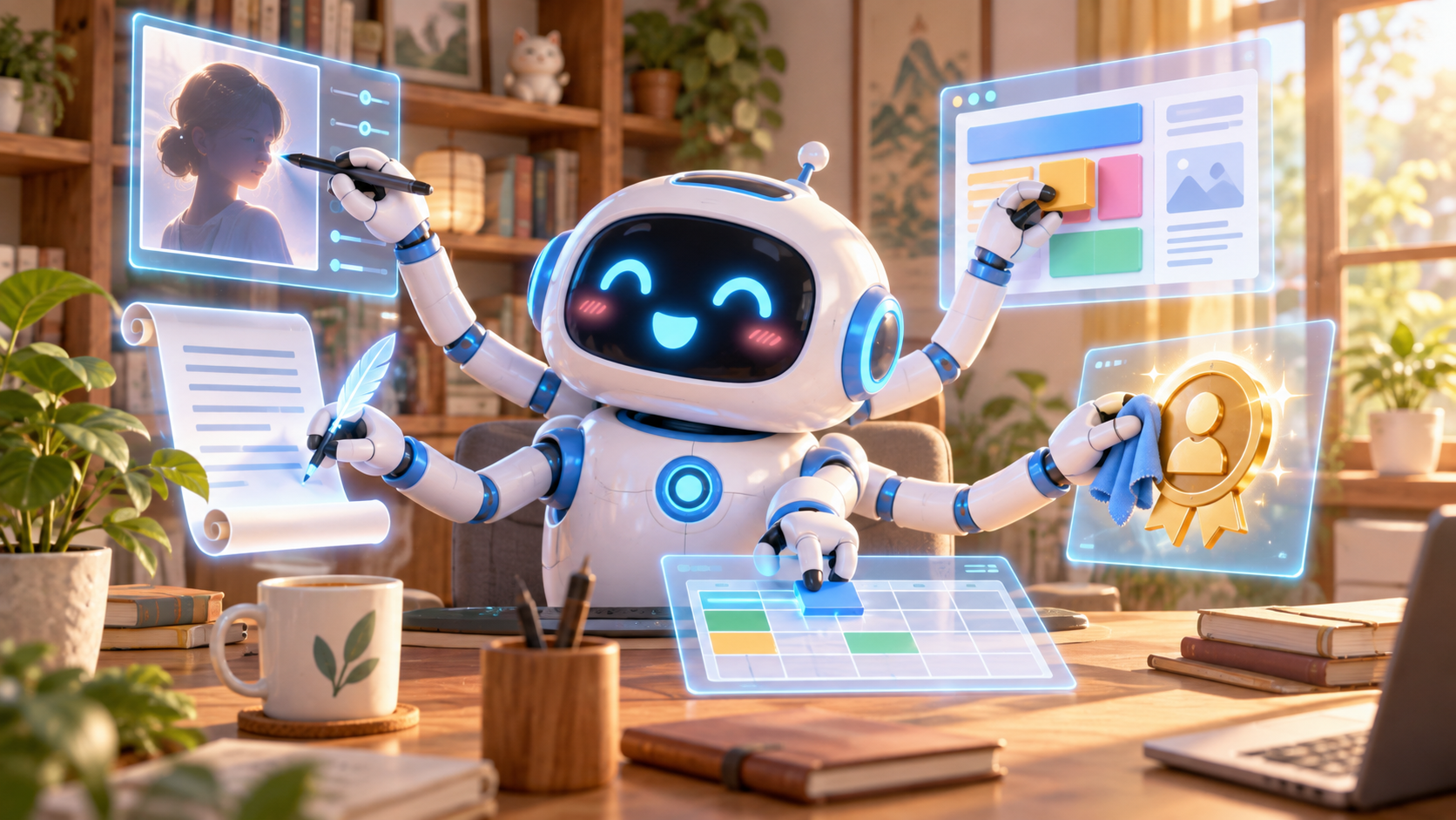 全能AI机器人同时处理修图建站写作表格和简历